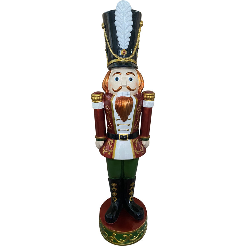 Festive 5.25' Red Green Fiberglass Christmas Nutcracker Soldier