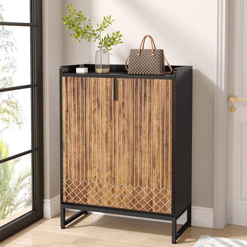 Armoire de rangement pour chaussures Hauge, Noir / brun