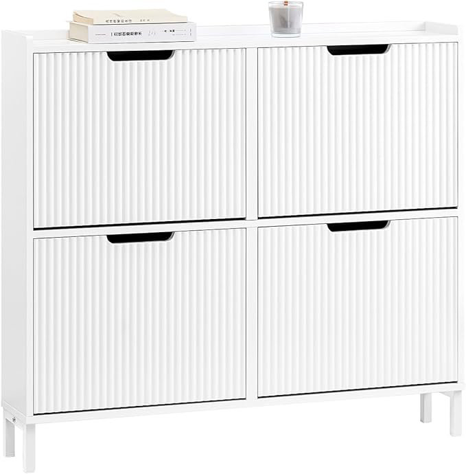 8 Pair Shoe Storage Cabinet, White