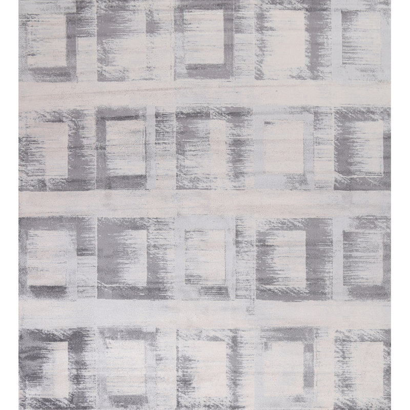 Tapis turc oriental à motif géométrique gris 2X3, Carré 9 pi 10 po