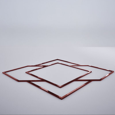 Monument Decorative Fretwork Acrylic Wall Panels, Small, 11 3/8"W x 11 3/8"H x 1/8"T, Rose Gold Mirror