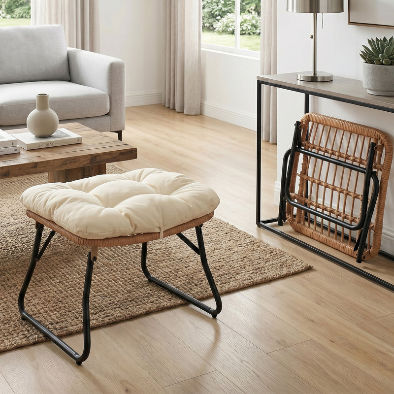 Repose-pieds d'extérieur avec coussin Kacyn, Beige, 1