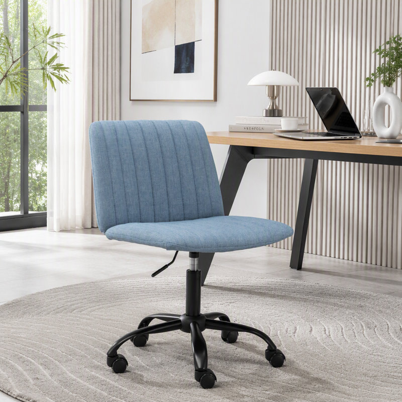 Chaise de bureau pivotante en tissu respirant, Polyester bleu