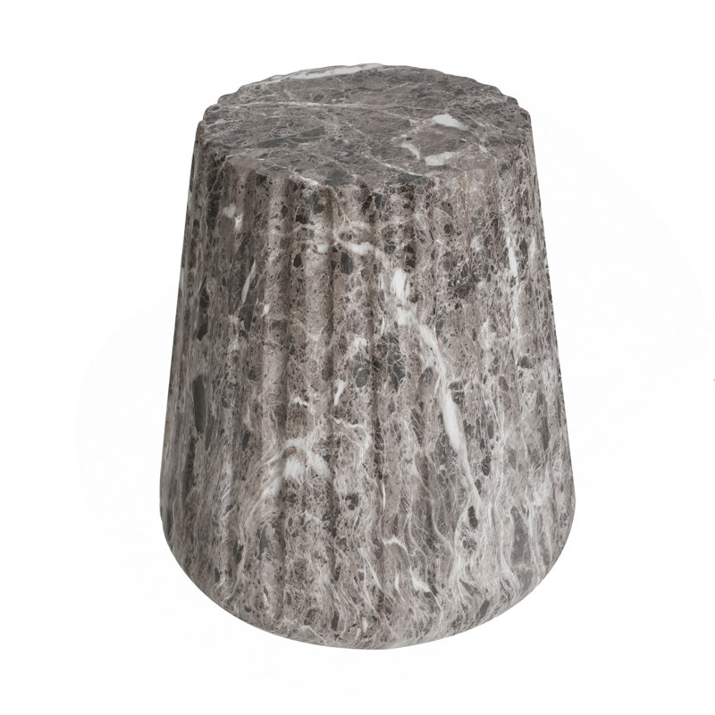 Outdoor Cleme Carved Side Table, Gray