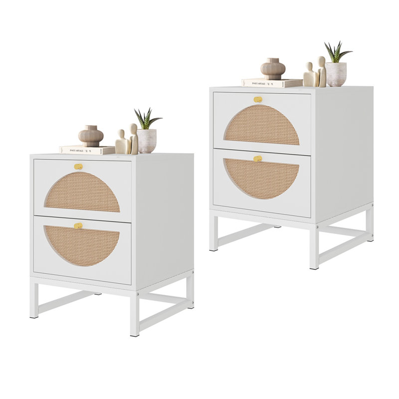 Table de chevet 2 tiroirs blanche Aleeccia
