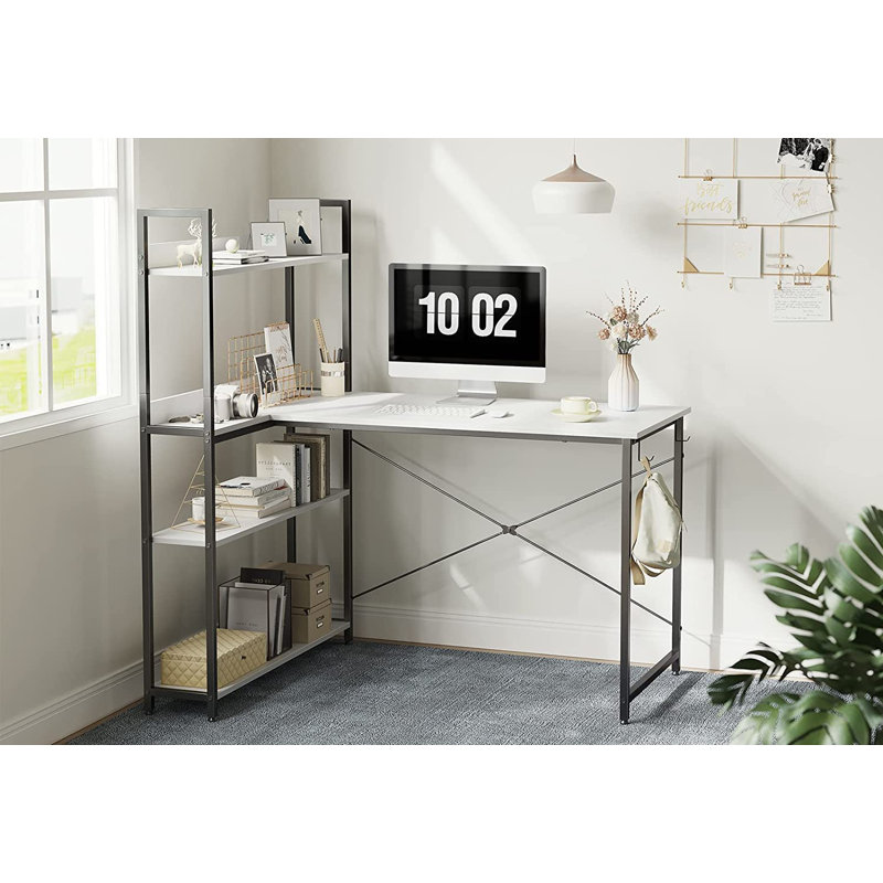 Bureau d'écriture en L Rickard, H 50,4 po x l 47,2 po x P 19,7 po, Blanc