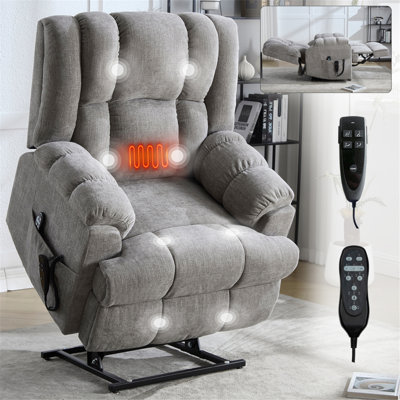 Dual Motor Heat Massage Infinite Position Up To 350 LBS Electric Power Lift Recliners With Power-Remote, Medium-Firm And Heavy Duty