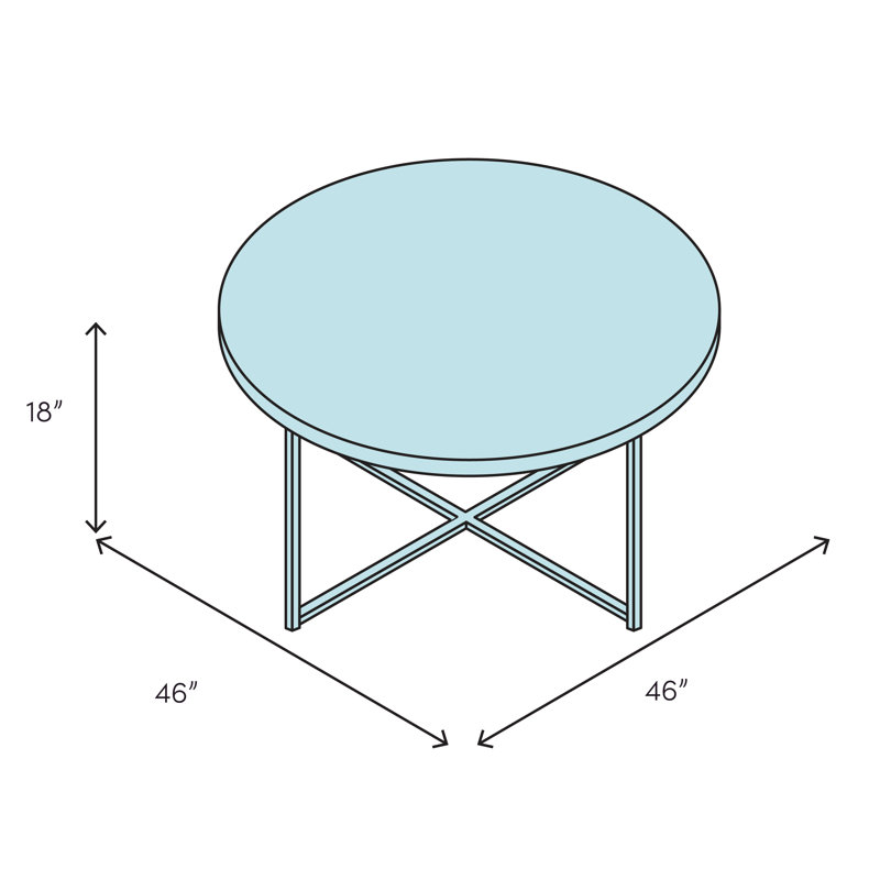 Williams Single Coffee Table, 18" H x 46" L x 46" W, Orange, Walnut