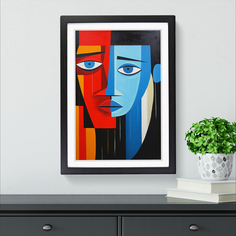 Two Men In Love Constructivism No.3 - Single Picture Frame Print on Wood, Black Framed, 46cm H x 34cm W