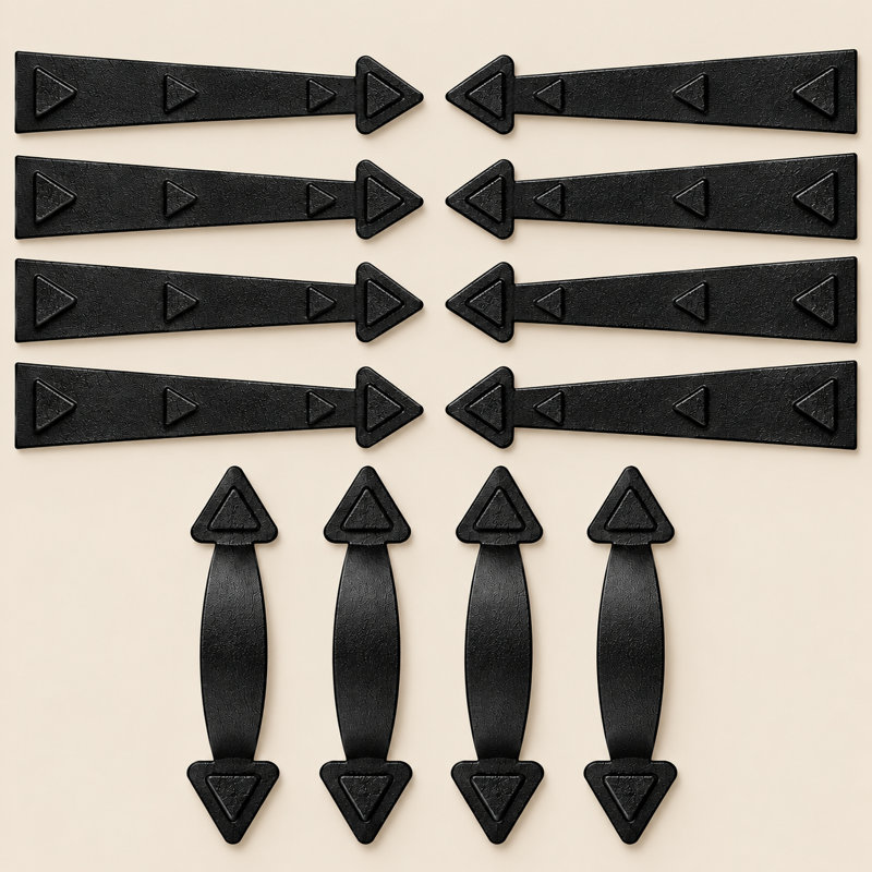 Quincaillerie décorative magnétique pour porte de garage : 8 charnières + 4 poignées