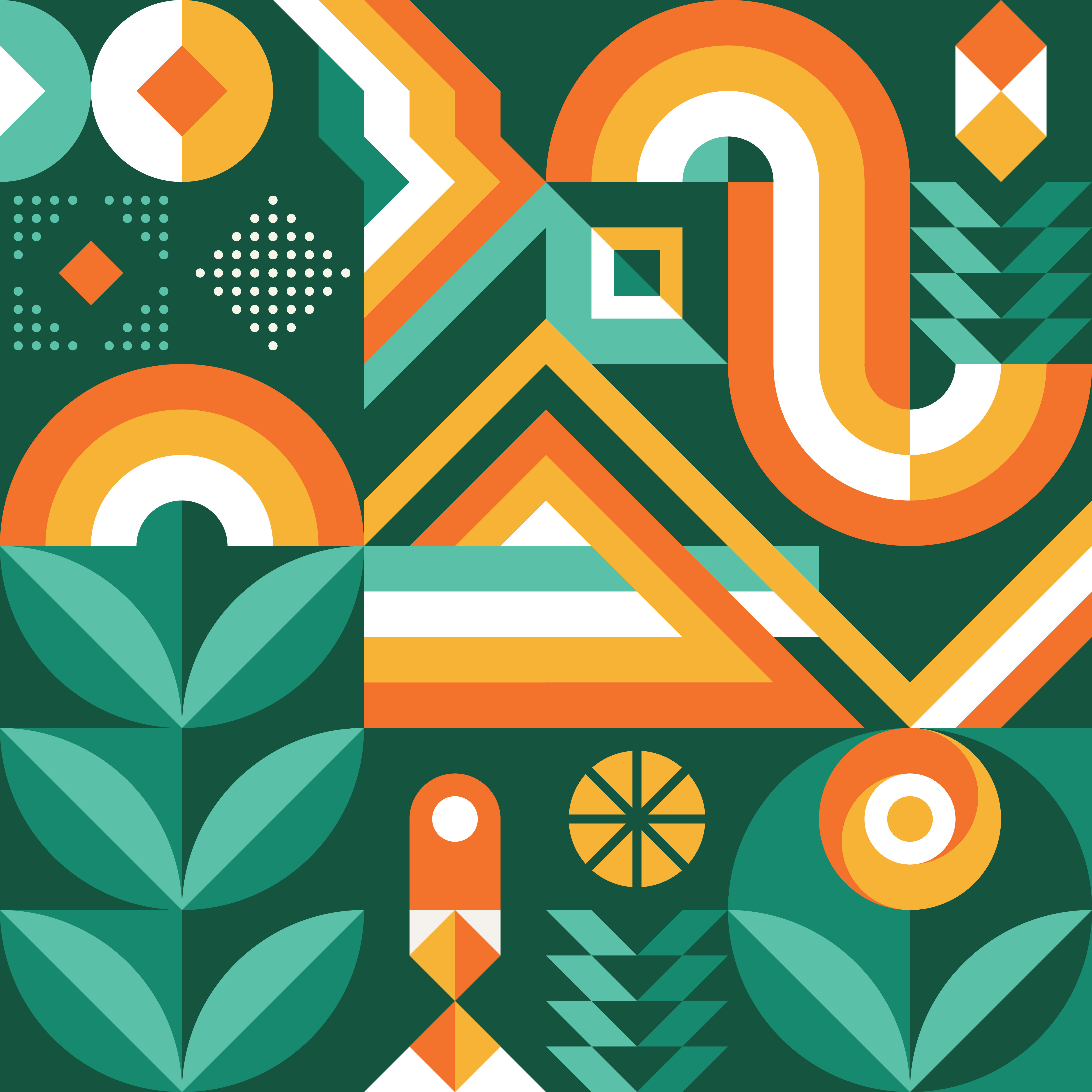 Ebern Designs Abstract Scandinavian Style Agriculture Pattern On Canvas ...