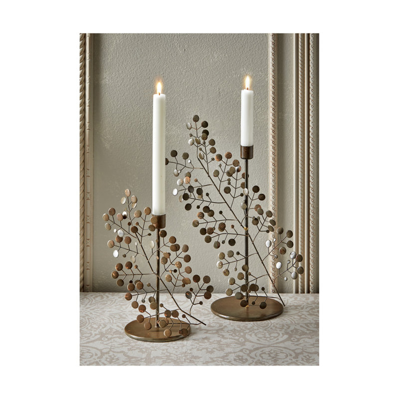Chandelle en métal, Noir, H 9 po x l 4,25 po x P 8,75 po
