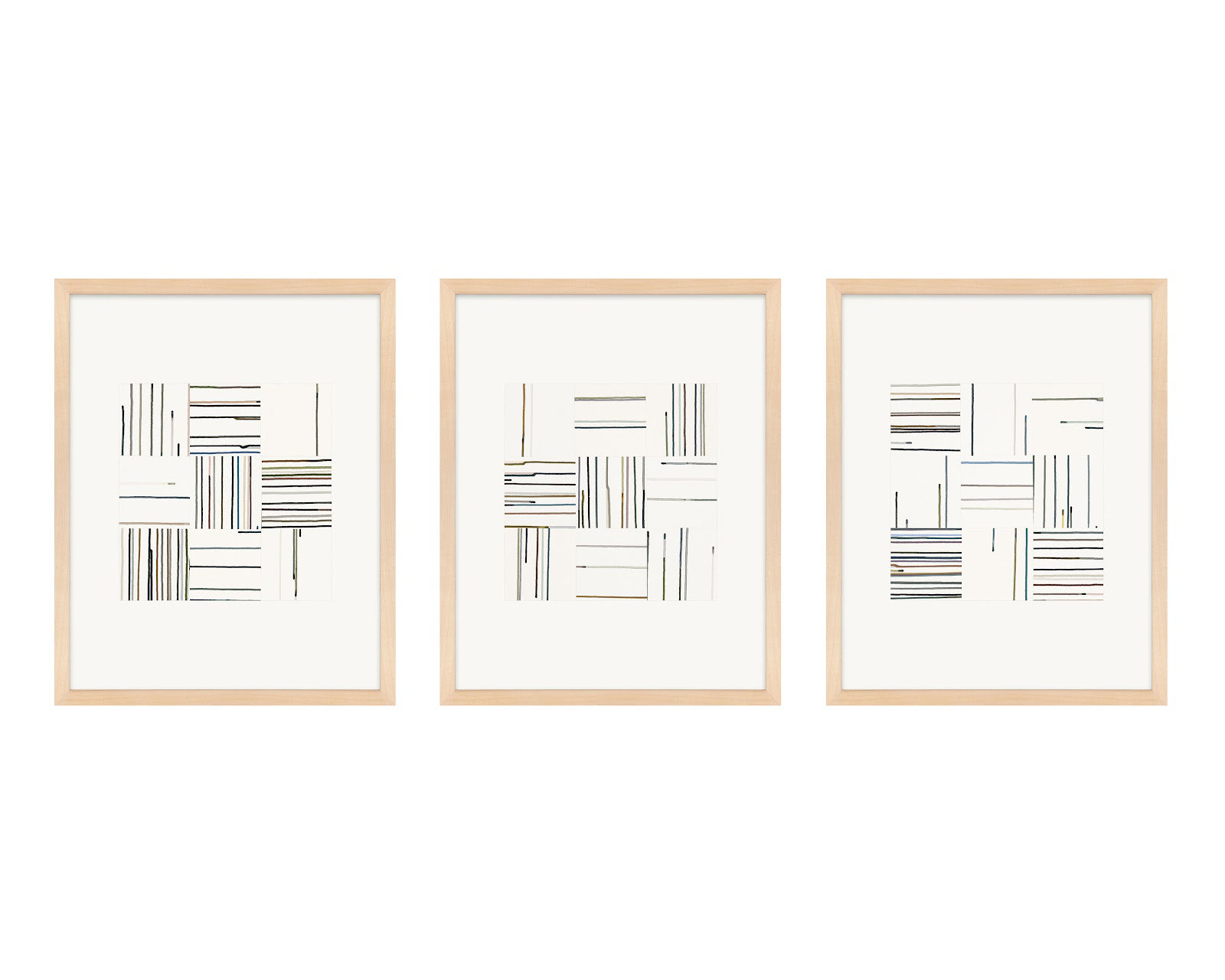 Lang "Drips" 3-Piece Painting Set, 38" H x 30" W x 1.25" D, Maple Framed