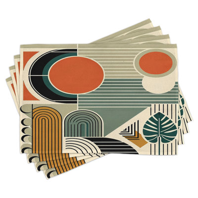 Polyester Burnt Orange Pale Khaki Rectangle Placemat