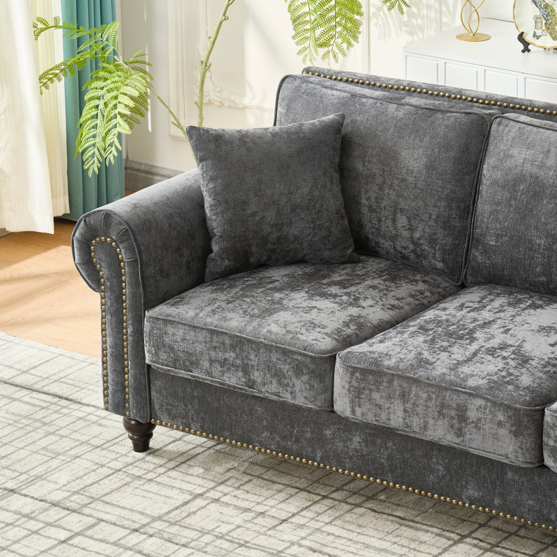 Ensemble de canapé de salon moderne 2 pièces - Canapé en chenille 3 + 2 (gris), Gris