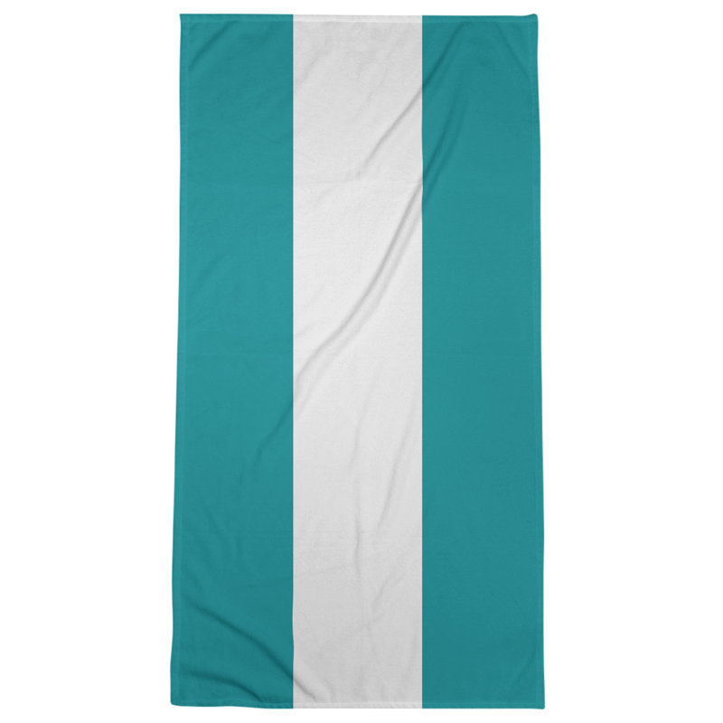 Cotton Blend Beach Towel, Light Aqua/White