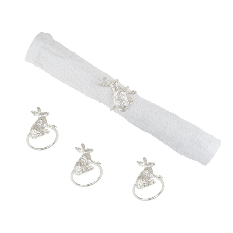 Rond de serviette argenté, Blanc