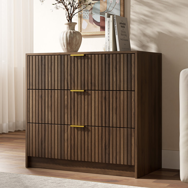 Commode 3 tiroirs l 31,5 po, Marron foncé