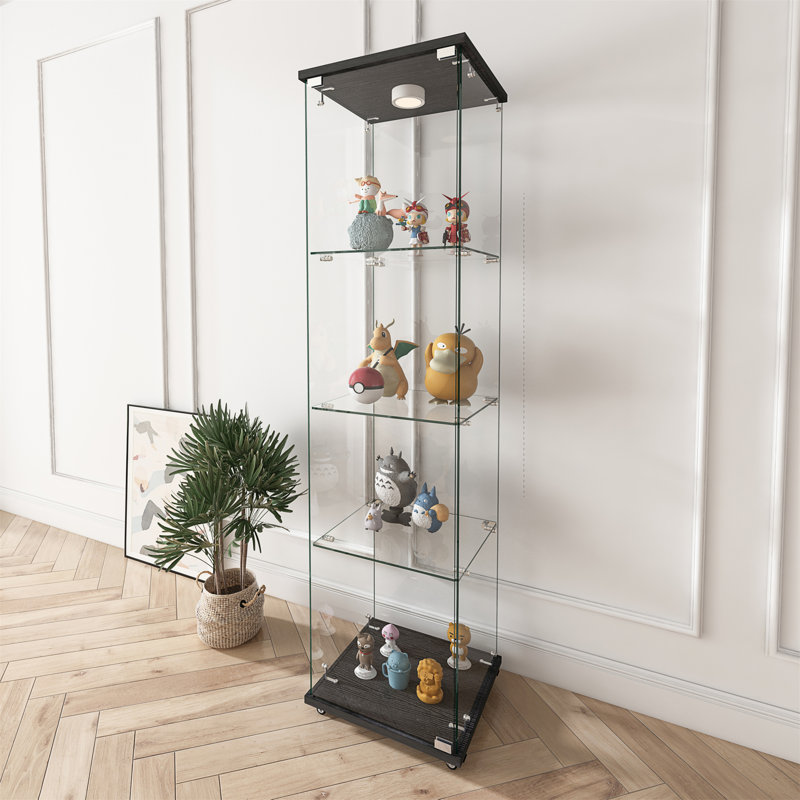 Vitrine moderne en verre avec lumières DEL, Noir