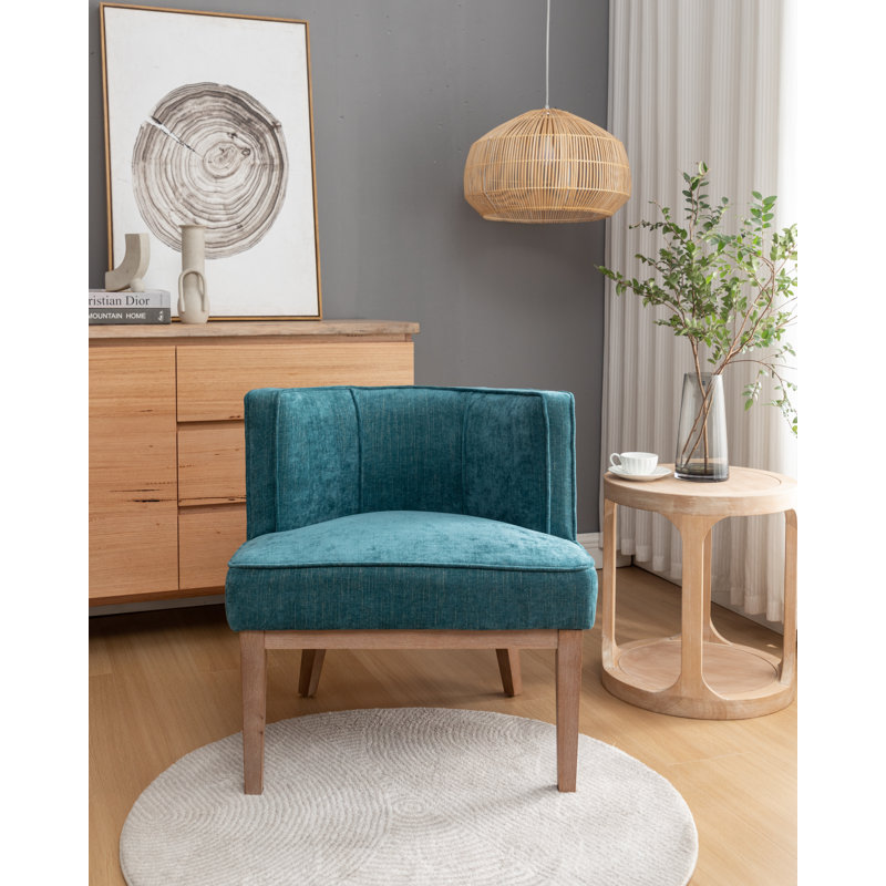Fauteuil demi-tonneau Karoll, Mélange de polyester bleu sarcelle, 1
