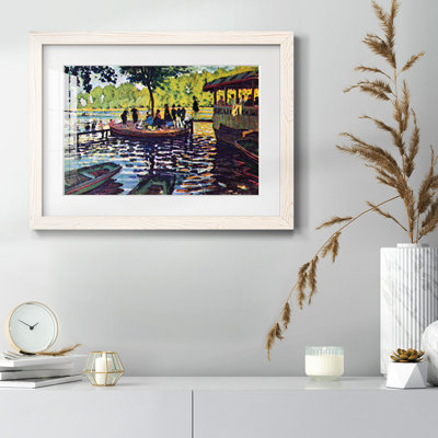 La Grenouillère by Claude Monet - Fine Art Reproduction, Matted and Framed Under Acrylic Glass, Large Living Room Wall Art