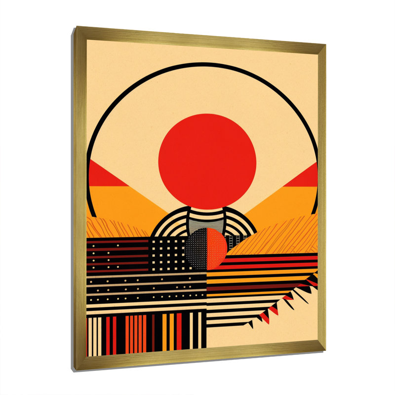 Beinteinn " Red Bold Sunset II ", Gold Single Picture Framed, 32" H x 16" W x 1" D