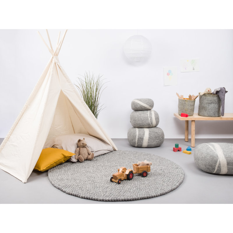Round Solid Colour Wool Hand Woven Area Rug, Round 50cm