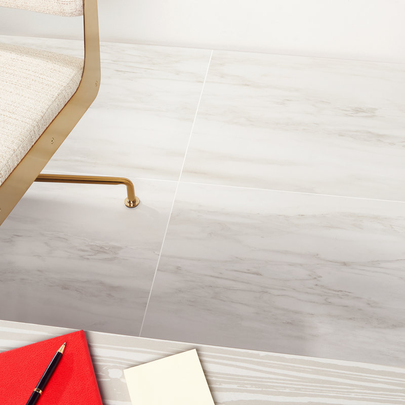 Saroshi 23.62 in. x 23.62 in. Matte Marble Look Porcelain Floor and Wall Tile (15.5 Sq. Ft. / Case), Dolomite Snow