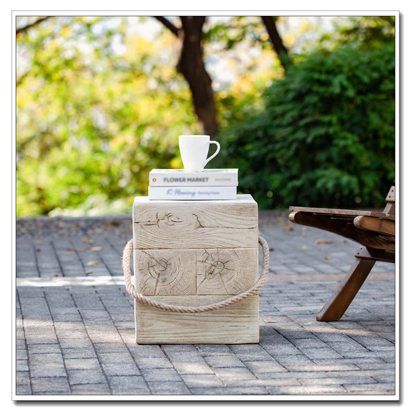 Outdoor Wood Grain Square MGO Side Table, Wood