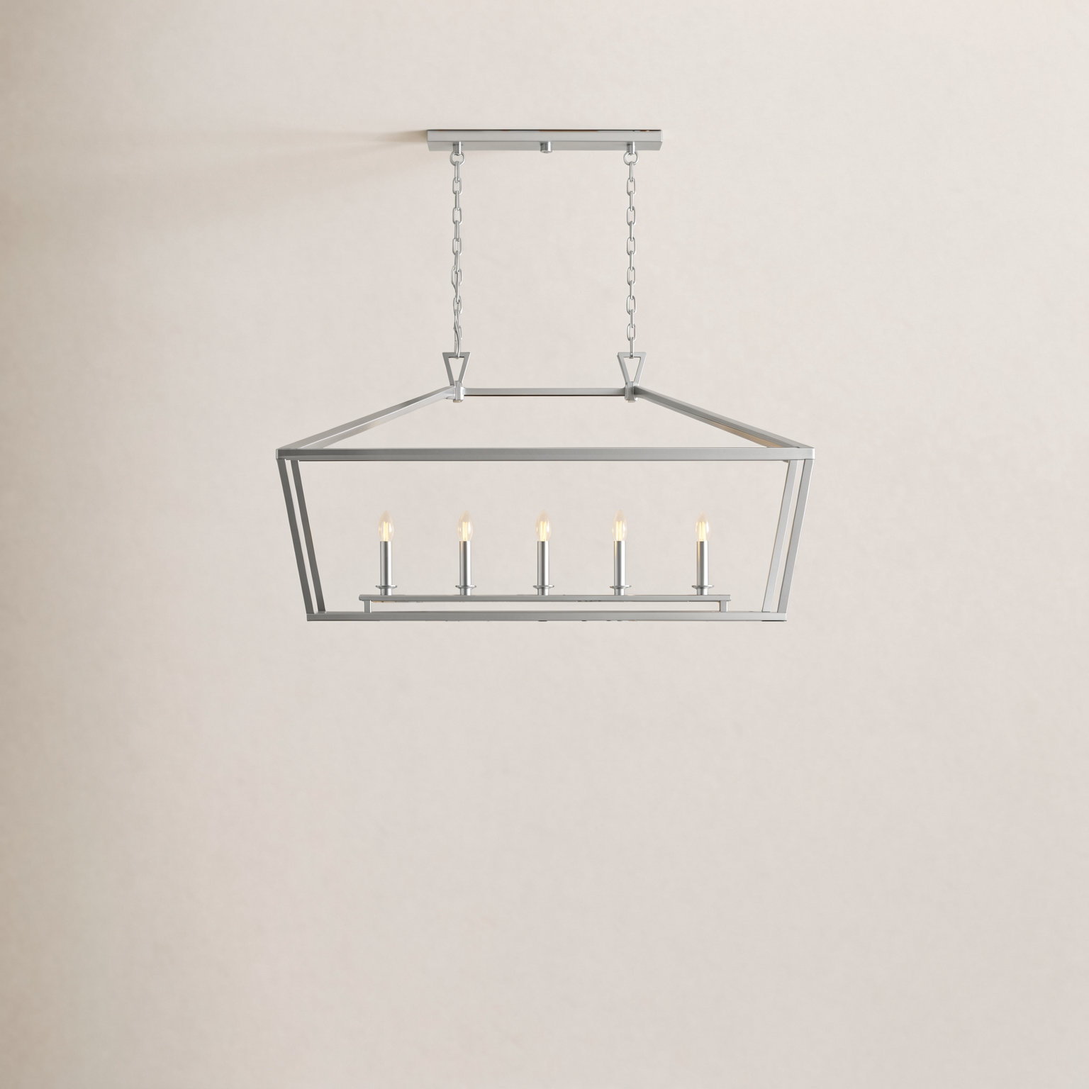 Hastings Dimmable 5-Light Pendant, Satin Nickel, 23.5" H x 44" W x 16" D