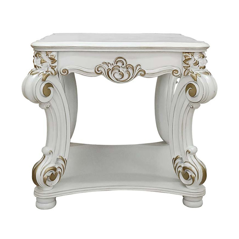 Table de bout carrée Carlene, Perle antique