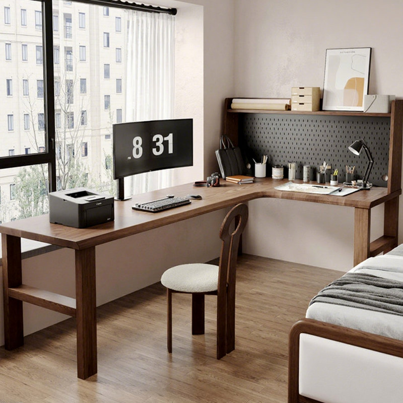 Simple solid wood L-shaped desk, 53.15" H x 62.99" W x 47.24" D