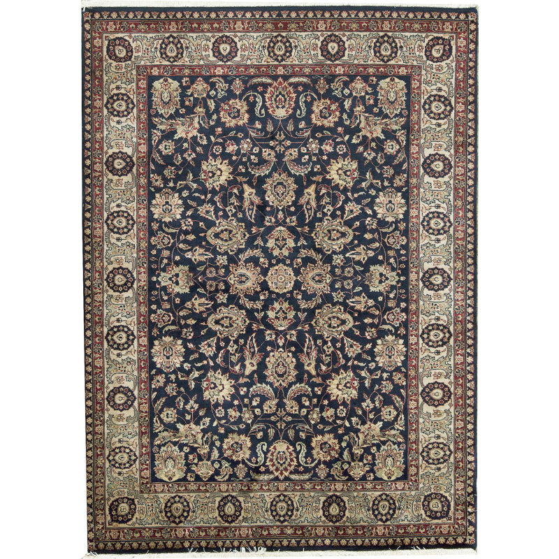 Tapis bleu marine noué à la main de haute qualité