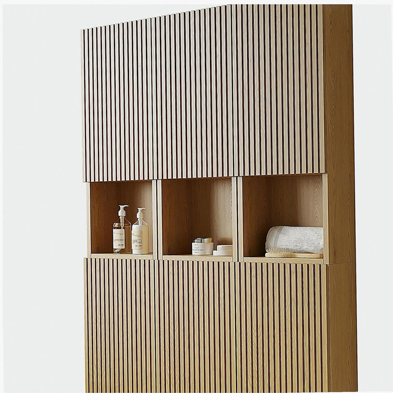 Armoire murale de salle de bain de 41 po, composée de 6 armoires avec portes, pouvant être utilisée individuellement ou en combinaison, convenant à la salle de bain, au salon et à la buanderie, couleur grain de bois de chêne Corolla