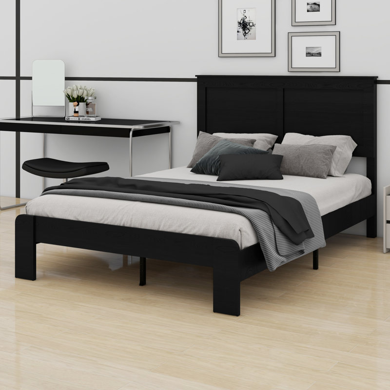 Lit plateforme en bois durable avec rangement pratique sous le lit, Lit double