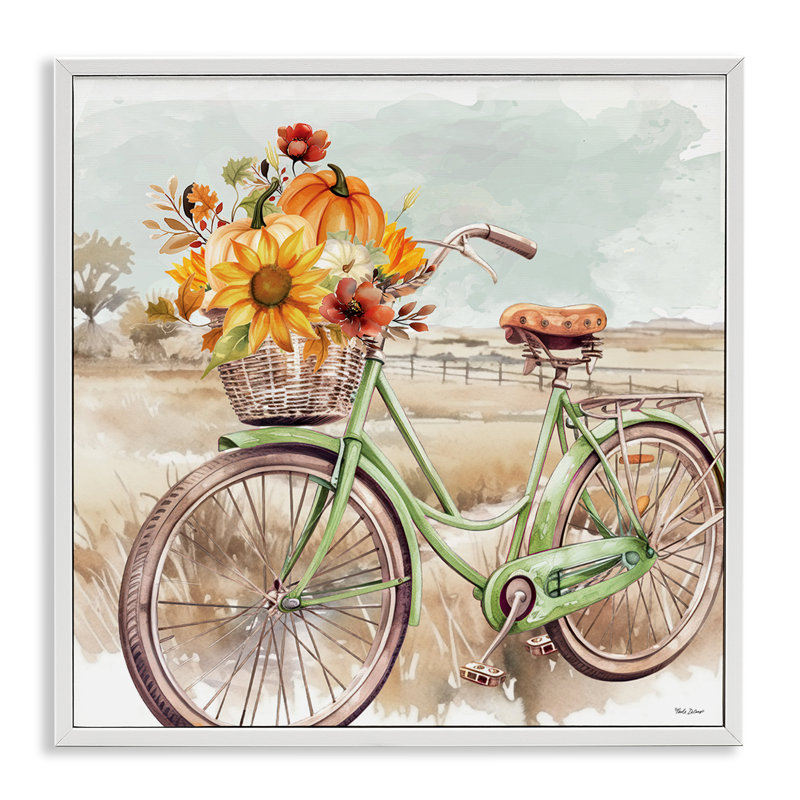 Fleurs d'automne, estampe numérique à bicyclette par Martina Pavlova, Estampe numérique encadrée blanc bord de mer