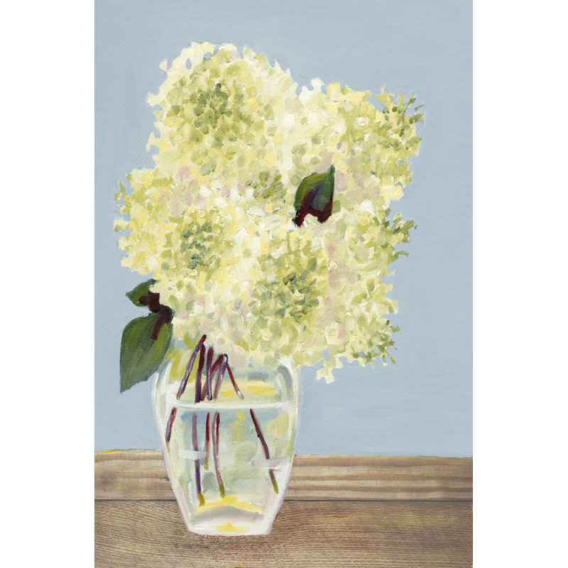 «Hydrangea Vase I», peinture sur toile, H 18 po x l 12 po