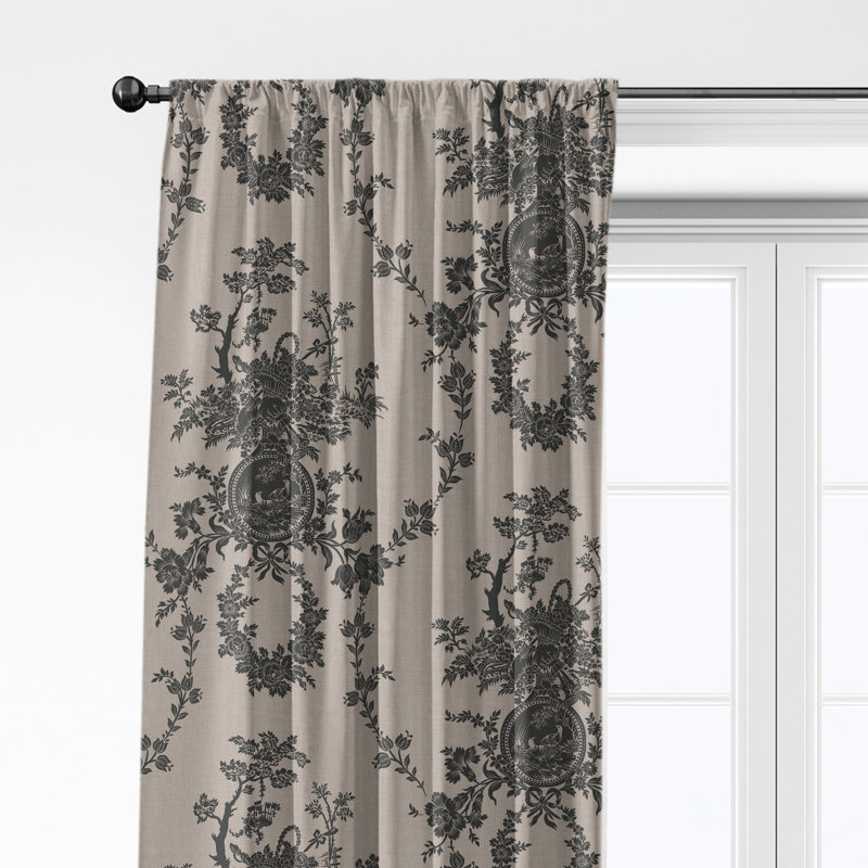 Ensemble de 2 rideaux simples en coton Country Lane, Ébène, L 50 po x L 168 po