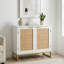 Armoire d'appoint à deux portes en rotin l 31,5 po Geneva avec tablette réglable et pieds dorés, armoire de rangement blanche-472597992