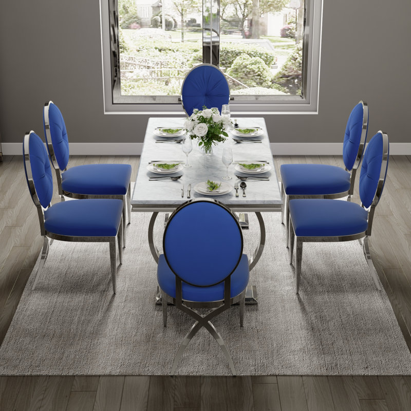 Chaise Samos, Bleu, Argent
