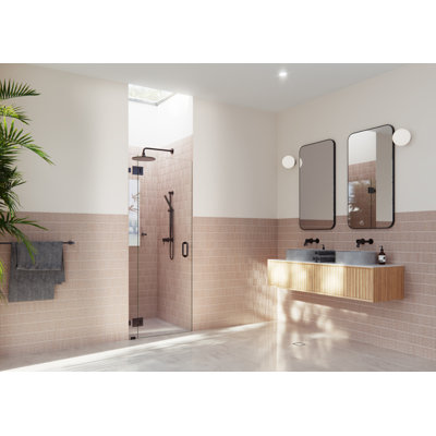 Halo 33.75 in. x 78 in. Frameless Glass Hinge Shower Door