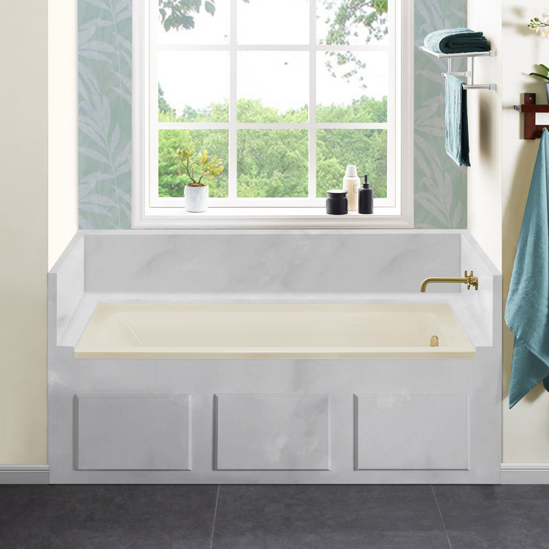 Baignoire en alcôve 60 "x 30" Voltaire, Beige / Blanc, Droite
