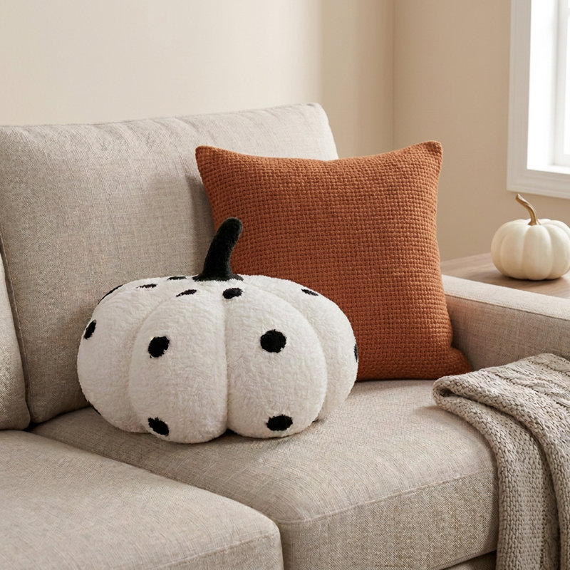 Black and White Spotted Pumpkin Shaped Pillow