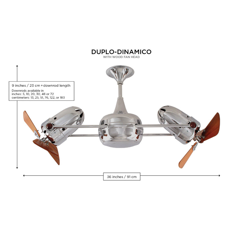 36" Duplo-Dinamico 3 Blade Ceiling Fan, Agua Marinha
