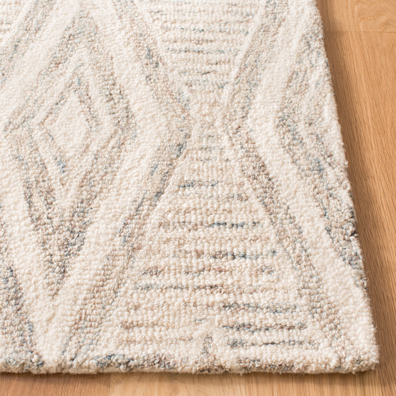 Senter Hand Tufted Wool Geometric Rug, Rectangle 4' x 6'