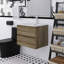 Meuble-lavabo mural 24 po en chêne brut et chêne brut avec lavabo en céramique