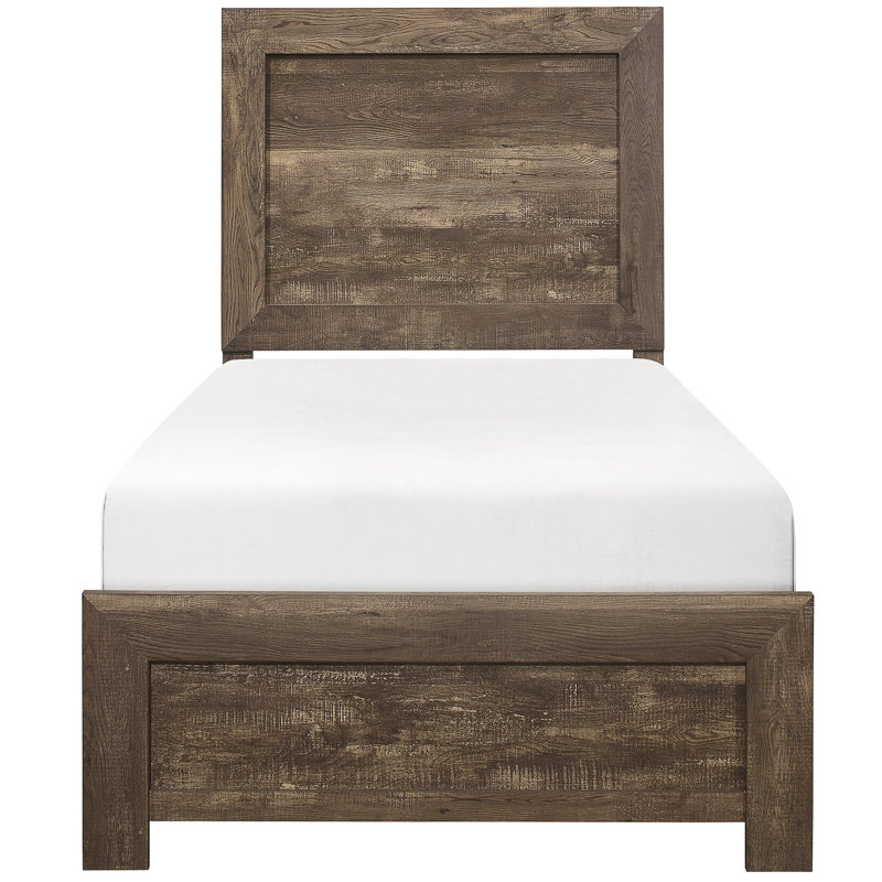 Lit simple rustique brun pour chambre à coucher - meubles en bois et finition d'ingénierie, Lit simple, Rustic Brown