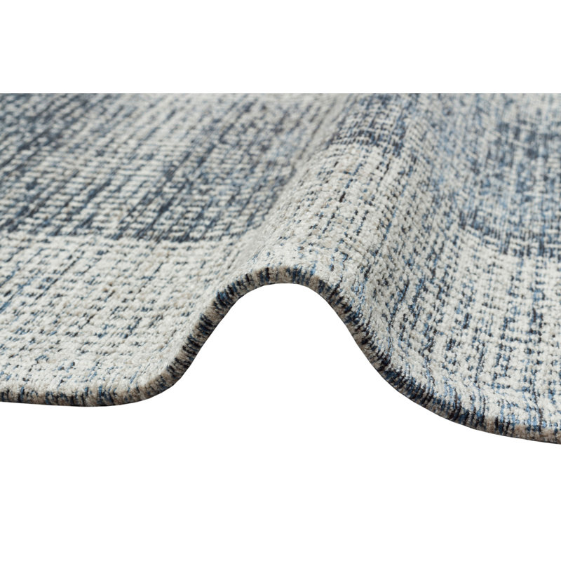 Tapis gris / gris anthracite tissé à plat en polyester / acrylique Izabelle, Rectangle 4 pi 5 po x 6 pi 3 po