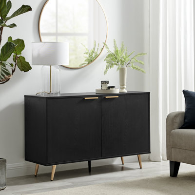 Impala Black & Copper Effect Living Room Sideboard - Sleek Scandi Design Cabinet Storage