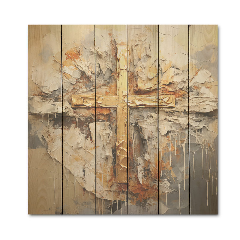 Or, croix de minimalisme religieuse, H 15 po x l 15 po